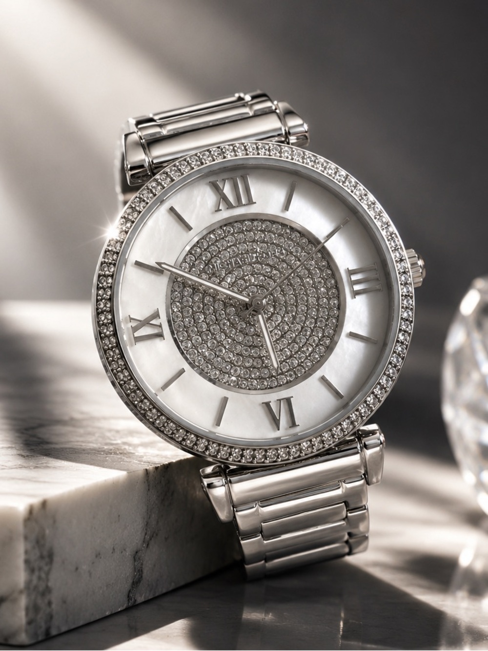 Michael Kors Catlin Crystal Stainless Silver Watch - Picture 2 of 10